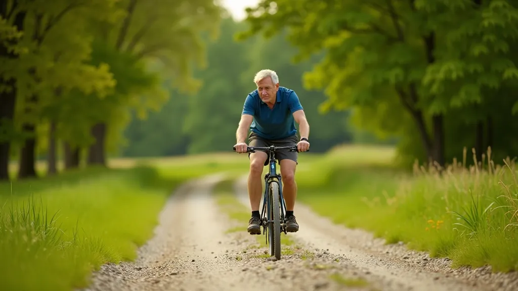 Velosipēdists uz smilšainas ceļa malas ar Abavas ilejas dabas skaņu